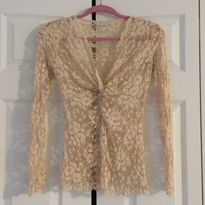 Boston Proper Lace Long Sleeve Shirt